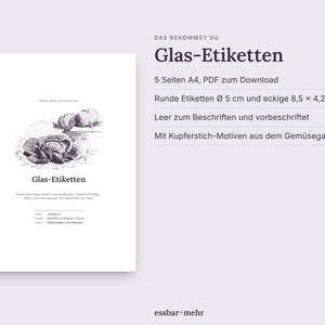 Glas-Etiketten zum Ausdrucken | Etiketten Einmachgläser rund & eckig PDF | Weckglas Etiketten Vintage Herbarium | Vorratskammer image 3
