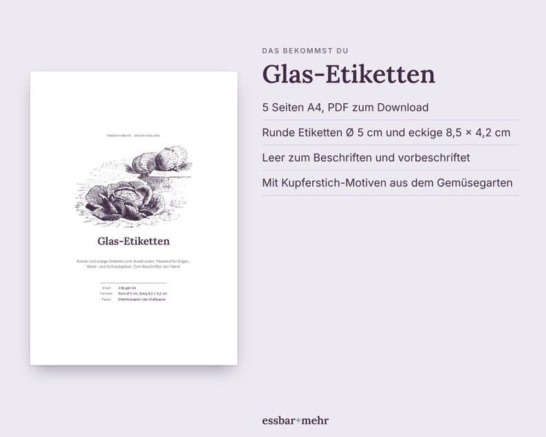Glas-Etiketten zum Ausdrucken | Etiketten Einmachgläser rund & eckig PDF | Weckglas Etiketten Vintage Herbarium | Vorratskammer image 3
