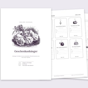 Geschenkanhänger zum Ausdrucken, Kupferstich Gemüse, für Einmachgläser & Selbstgemachtes, PDF