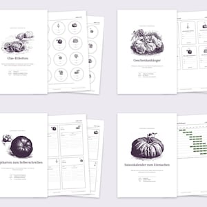 Vorratsmappe komplett: 10 Druckvorlagen Einmachen & Fermentieren, Etiketten, Planer, Kupferstich PDF Bundle