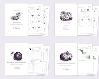 Carpeta de almacenamiento completa: 10 plantillas imprimibles para conservas y fermentación, etiquetas, planificador, paquete PDF para grabado en cobre.
