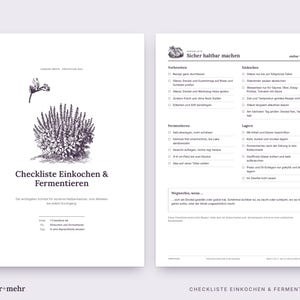 Lista de verificación imprimible para enlatado y fermentación, conservación segura, grabado en cobre, PDF A4 imagen 2