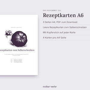 Rezeptkarten zum Ausdrucken, Vintage Kupferstich, Einmachen & Fermentieren, A6 PDF, Deutsch image 3