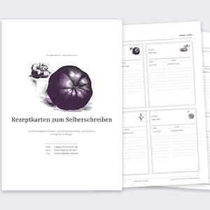 Rezeptkarten zum Ausdrucken, Vintage Kupferstich, Einmachen & Fermentieren, A6 PDF, Deutsch image 1