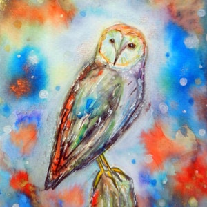 Moonlight Owl - Blank Greetings Card, Owl in Winter