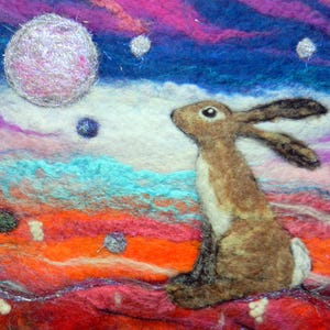 Silver Moonlight - Grußkarte, brauner Hase im Winter mit Mond