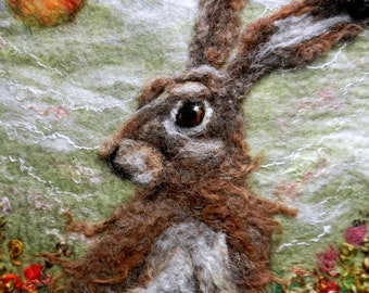 Meadow Hare - Blank Greetings Card, Brown Hare in Wildflower Meadow