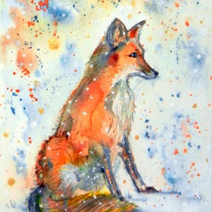 Renard dans la neige - Carte de voeux vierge - Renard roux, neige, hiver
