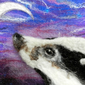 Luna the Badger - Blank Greetings Card, Badger & Moon