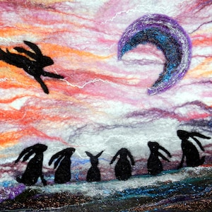 The Solstice Gathering - Grußkarte, Hasen und Halbmond