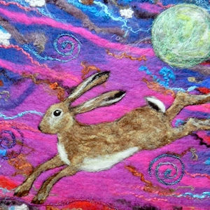 Magical Moon Hare - Blank Greetings Card, Hare & Full Moon