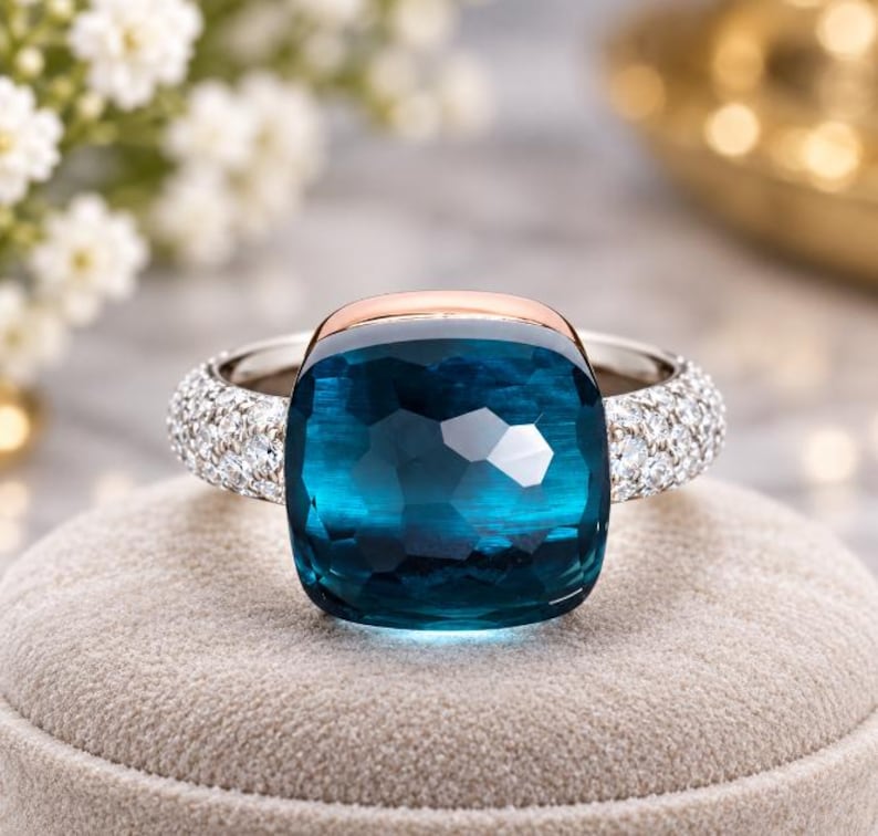 Real Blue Topaz Rings Pomellato Inspired London Blue Topaz Ring, Sterling Silver Gemstone ...