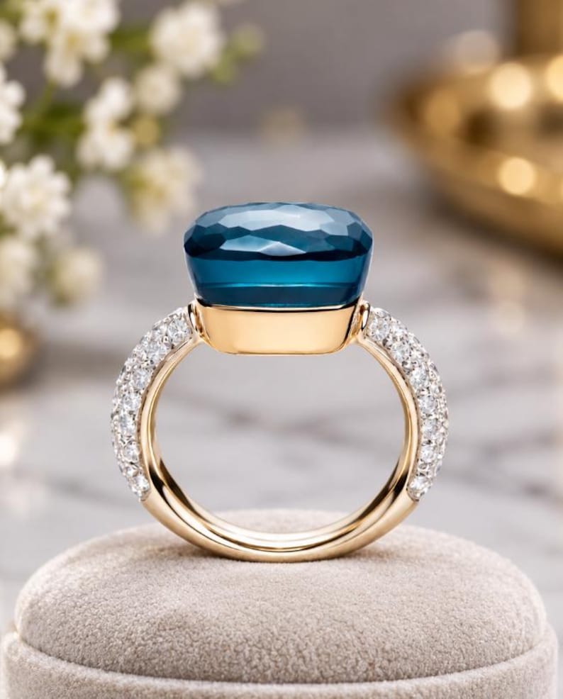 Real Blue Topaz Rings Pomellato Inspired London Blue Topaz Ring, Sterling Silver Gemstone ...