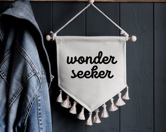 Wonder Seeker Pennant Flag - Wall Hanging - Home Decoration - Gift for traveler - Fabric banner - Fabric Flag - Gift for Friend - Wall Art