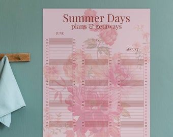 Summer Days, Plans & Getaways Wall Planner - organisation and planning, daily planner, family planner