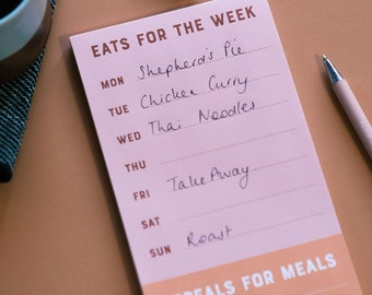 Eats for the Week Notepad - weekly meal planner, weekly menu, family meal planner, fridge notepad, leaving home gift, gift for friend