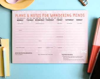 Back to School Stationery - Wandering Minds Weekly Planner - desk planner - new year organiser - university gift - gift for collegue