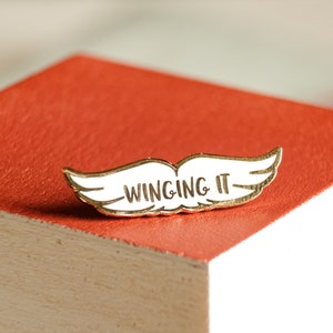 Enamel Pin Badge - Winging It Enamel Pin Badge - gift for her, new mum gift, pin badge, winging it, motto badge, metal badge, birthday gift