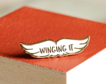 Enamel Pin Badge - Winging It Enamel Pin Badge - gift for her, new mum gift, pin badge, winging it, motto badge, metal badge, birthday gift