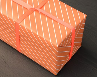 Wrapping Paper - Orange Candy Cane Gift Wrap - gift wrap set, birthday gift wrap, candy cane paper, stripe pattern, recycled paper