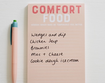 Shopping List Pad - Comfort Food magnetic list pad - stocking filler, stationery, notepad, list pad, shopping list, well being gift