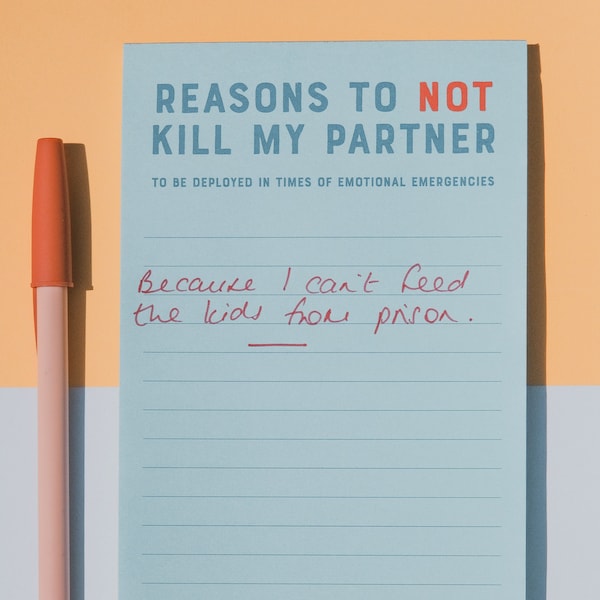 Funny birthday gift - Reasons To Not Kill My Partner Pad - mindfulness journal - joke gift for partner - funny stationery - stocking filler