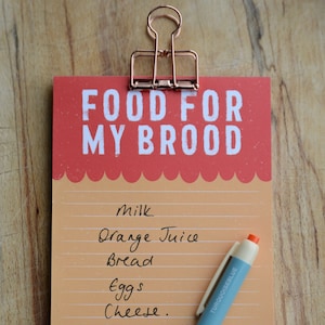 Shopping List Pad - Food For My Brood - Stationery pad, Jotter pad, List Pad, Shopping List, Family List Pad, Magnetic Pad, Gift for her