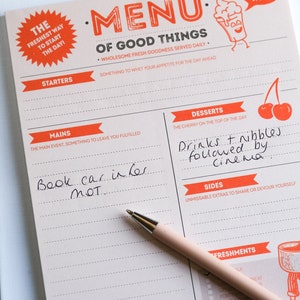 A notepad to help plan your day and keep you organised and on track.