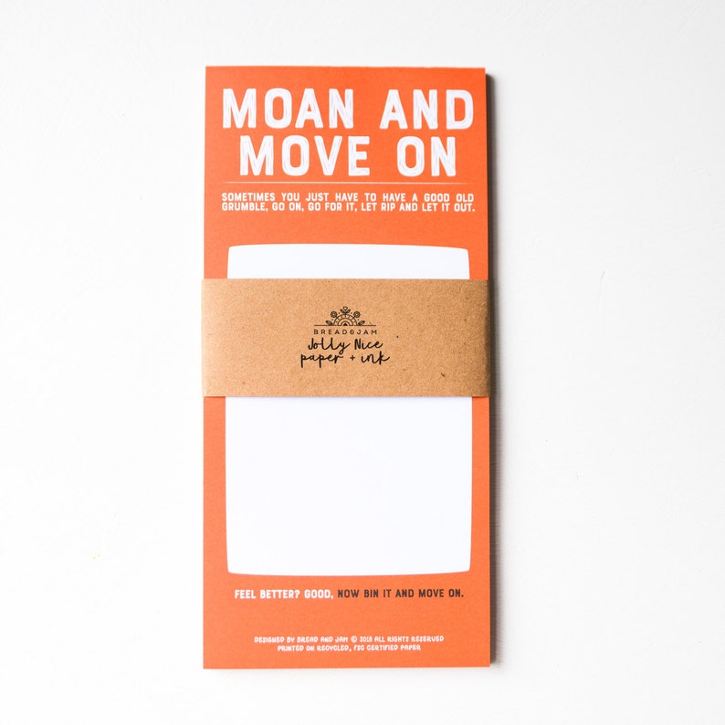 mindfulness journal Moan and Move On Note Pad Funny birthday gift joke gift for friend self care stationery funny gift for dad image 3