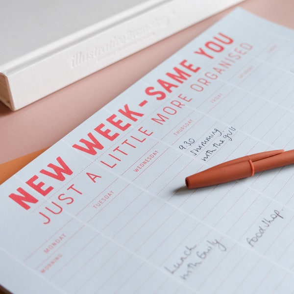 Weekly Planner - New Week Same You Weekly planner -  Desk Stationery, Notepad, stationery gift, organiser, back to school, university