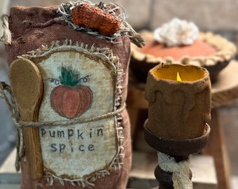 Primitive Faux Pumpkin Spice Sack Bowl Filler / Tiered Tray Decor / Shelf Sitter / Great Gift Idea / 6 Inches Tall