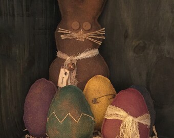 Primitive Easter Bunny and Eggs Large Bowl Fillers / Tucks