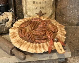 Primitive Faux Mini (5.5 inch)  Pecan Pie Tiered Tray Decor / Shelf Sitter