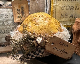 Primitive Fake Corn Muffin for Tiered Tray or Bowl Filler