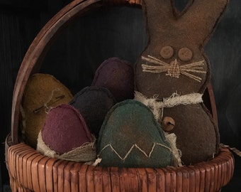 Primitive Easter Bunny and Eggs Large Bowl Fillers / Tucks