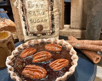 Primitive Mini Faux Pecan Tart for Tiered Trays / 3.75 inch