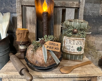 Primitive Faux Irish Soda Bread and Irish Soda Bread Mix Sack Set Bowl Filler / Tiered Tray Decor / Shelf Sitter