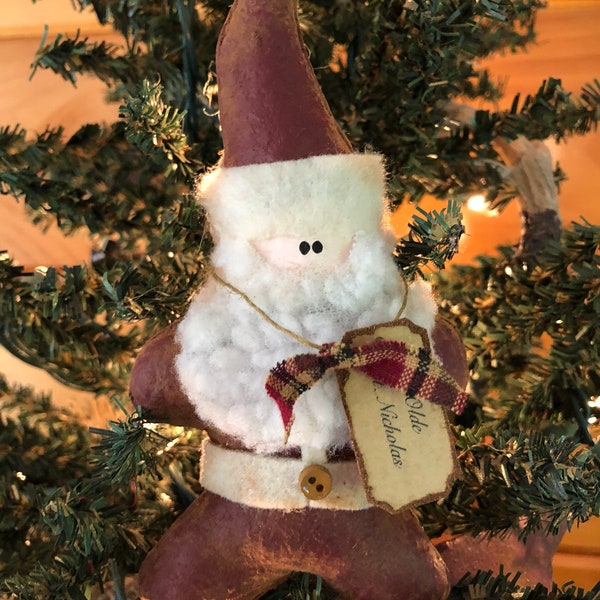 Primitive Santa Ornament