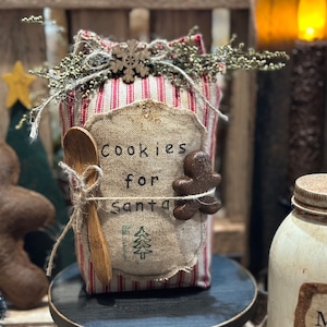 Primitive  Faux Sack of Cookies for Santa 6 inch Bowl Filler / Tiered Tray Decor / Shelf Sitter