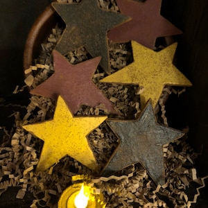 Primitive Americana Stars Bowl Fillers, Navy, Mustard, Burgundy