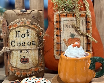 Pumpkin Fake Mini Mug of Hot Chocolate  3.5 Inches Tall Tiered Tray Country Kitchen Decor