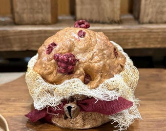 Primitive Fake Red Raspberry Muffin for Tiered Tray or Bowl Filler
