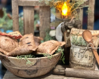 Primitive Faux Hand Pies and Optional Flour Sack Bowl Fillers / Tiered Tray Decor