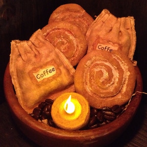 Primitive Coffee Beans and Cinnamon Buns Bowl Fillers