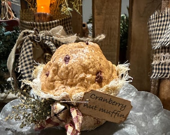 Primitive Fake Cranberry Nut Muffin for Tiered Tray or Bowl Filler