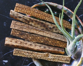 3-pack Etched Palo Santo Sticks "Sacred Geometry" - Sustainably Sourced Ethically Sourced Palo Santo Kit Smudge Sticks Smudge Wand