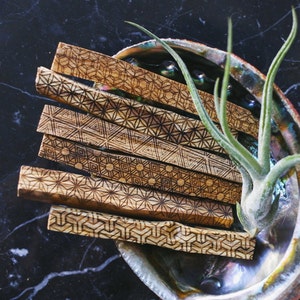 3-pack Etched Palo Santo &quot;Sacred Geometry&quot;