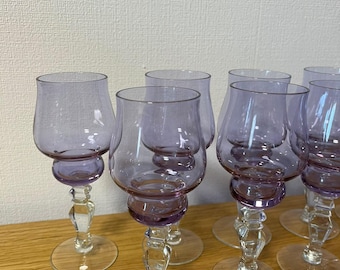 Red Crystal Wine Glasses, Baccarat-Inspired French Design, Straight Stem