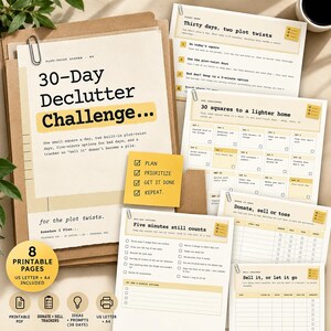 30 Day Declutter Challenge Printable, Declutter Checklist, ADHD Decluttering Plan, Donate Sell Toss Tracker, New Year Home Reset PDF