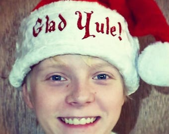 Glad Yule Santa Hat